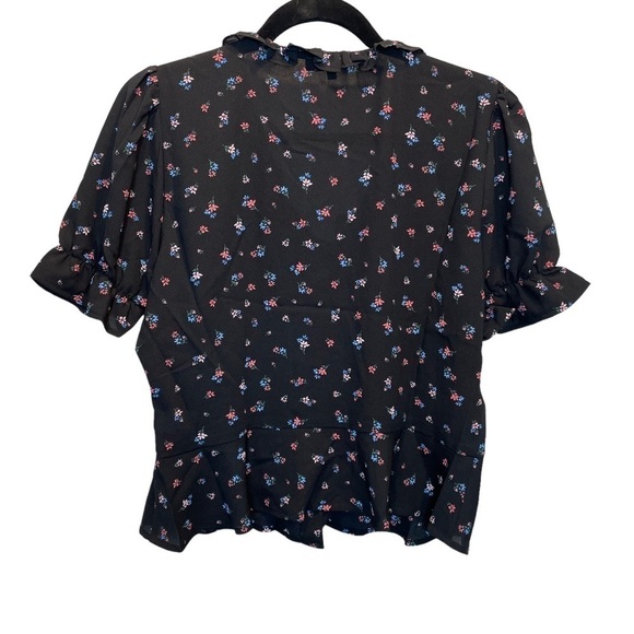 1.State Floral Print Puff Sleeve Shirt Black Large New - Picture 7 of 7